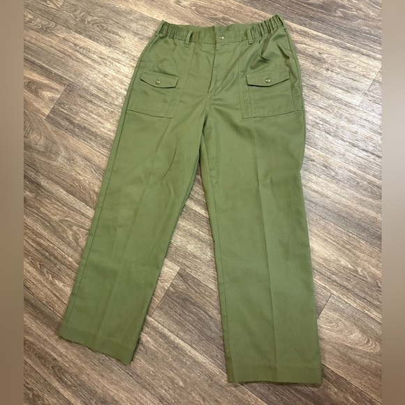 Vintage Boy Scout Pants Mens Green BSA Uniform Cargo Union Made in USA - Picture 1 of 11